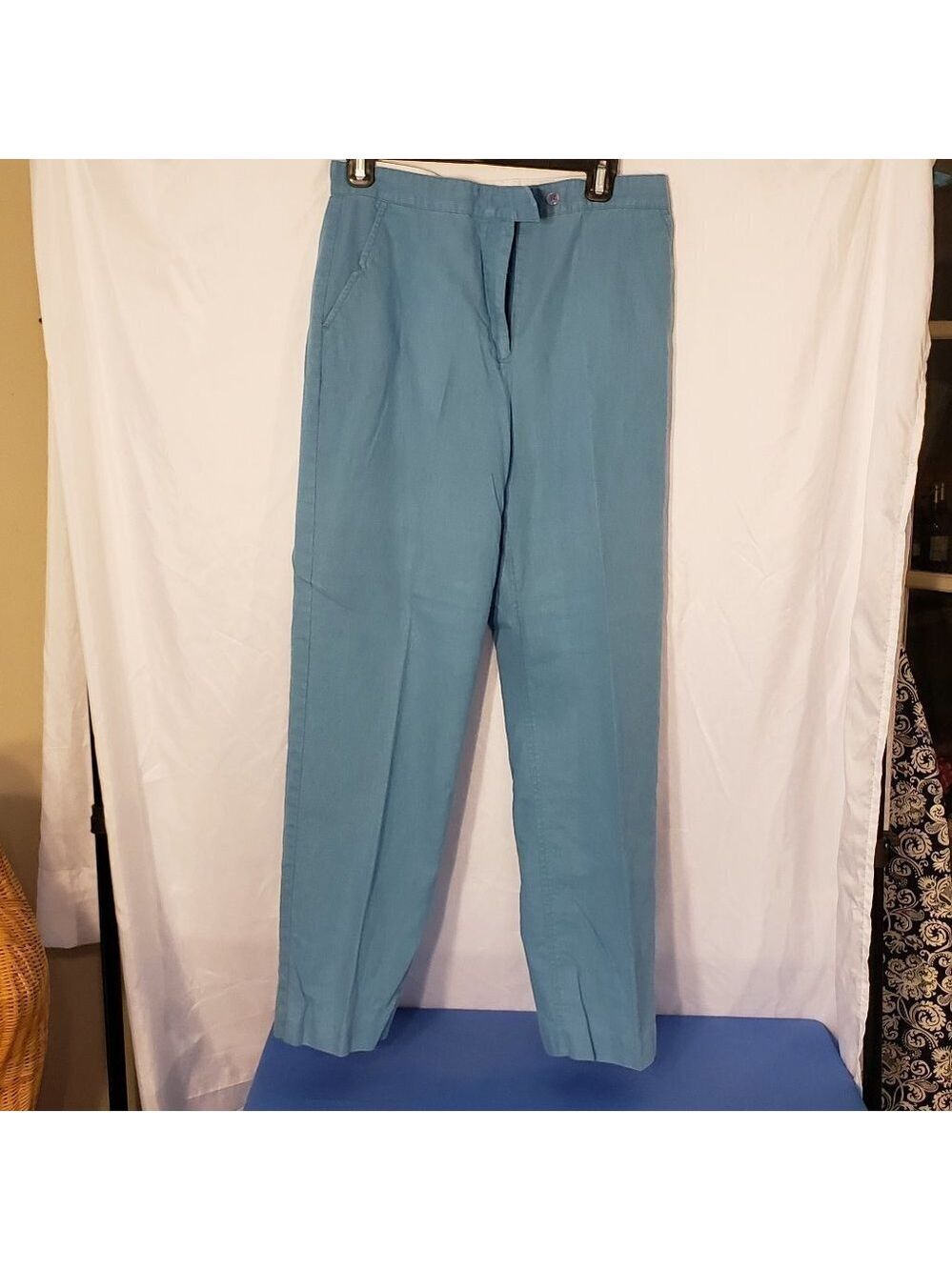 Ladies CHRISTOPHER & BANKS Wrinkle Free Linen Blend Pants in Blue - 10